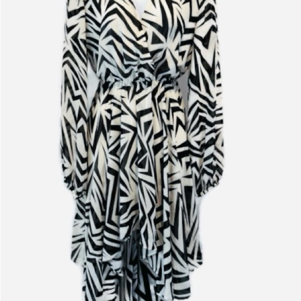 Kardashian Kollection Black and White Geometric Print Dress M